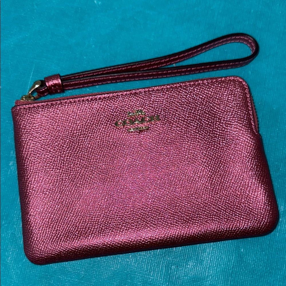 Coach Pink Metallic Wristlet